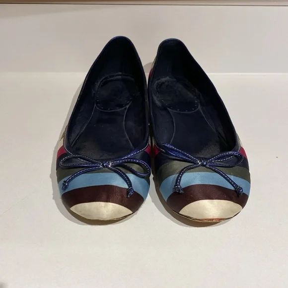 Coach Ballet Flats Silk Striped Legacy Stripe Womens Preppy Shoes - 8.5 - Picture 5 of 9